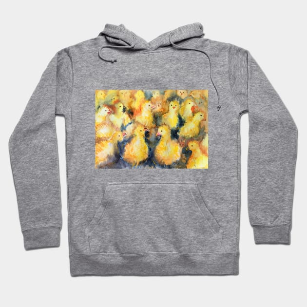 Yellow chickens Hoodie by EL_ART